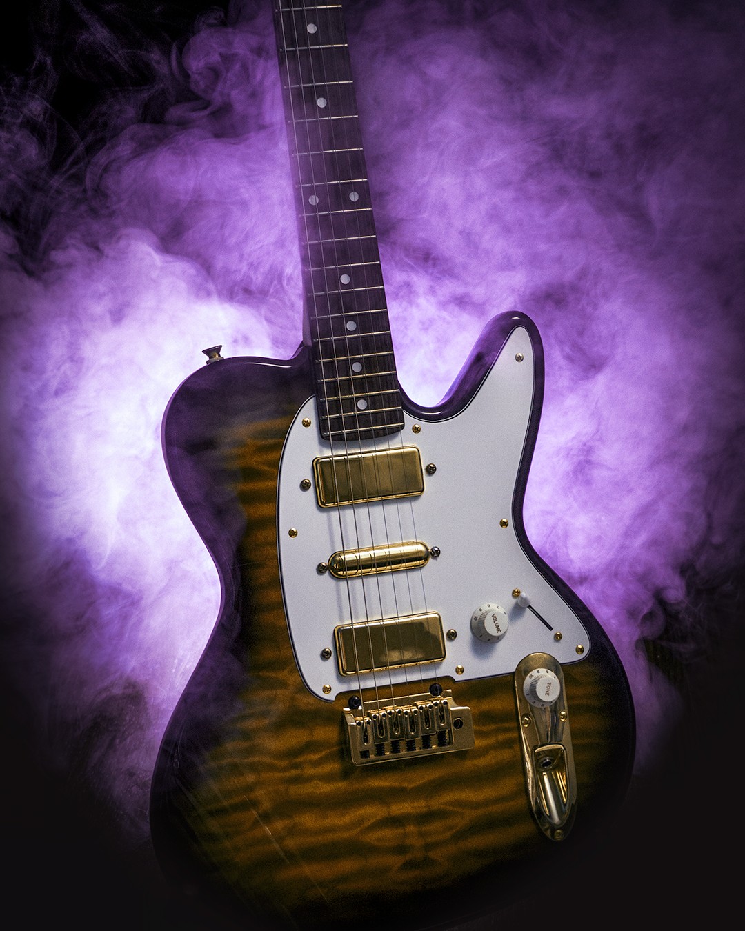 a dreamy looking TV750 Talman guitar in purple smoke