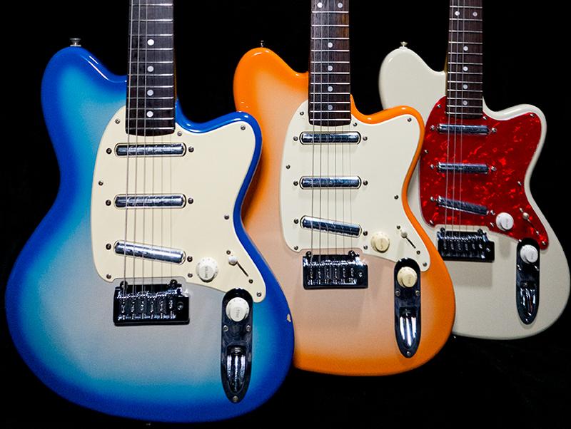 Multiple TC530 guitars together (in different finishes)