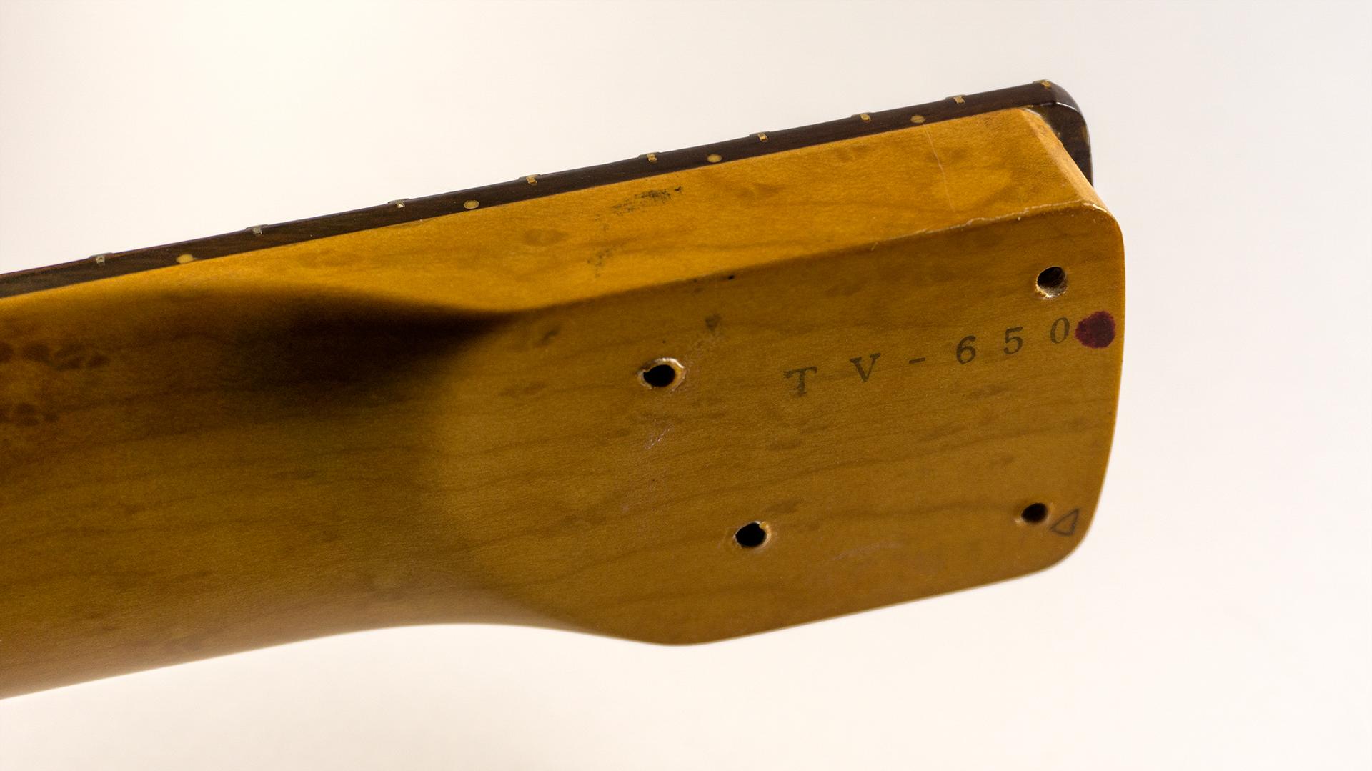 Rear base of '94 TV650 (TV750) neck, showing TV-650 stamp